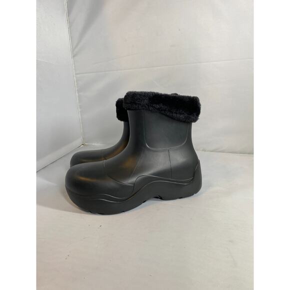 Noize Fur Lined Rain Boot Womens 38 8 Black Warm Weather Waterproof Vegan Ankle - Picture 1 of 7